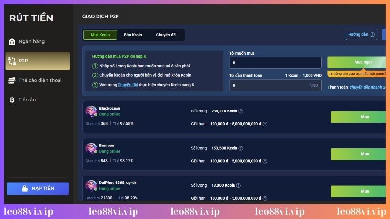 Điều kiện cần có để rút tiền Leo88