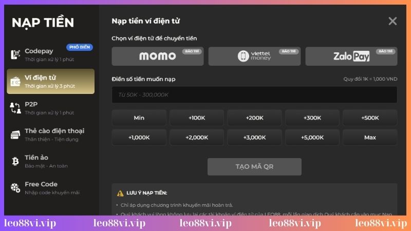 Nạp tiền Leo88 cần lưu ý điều gì?