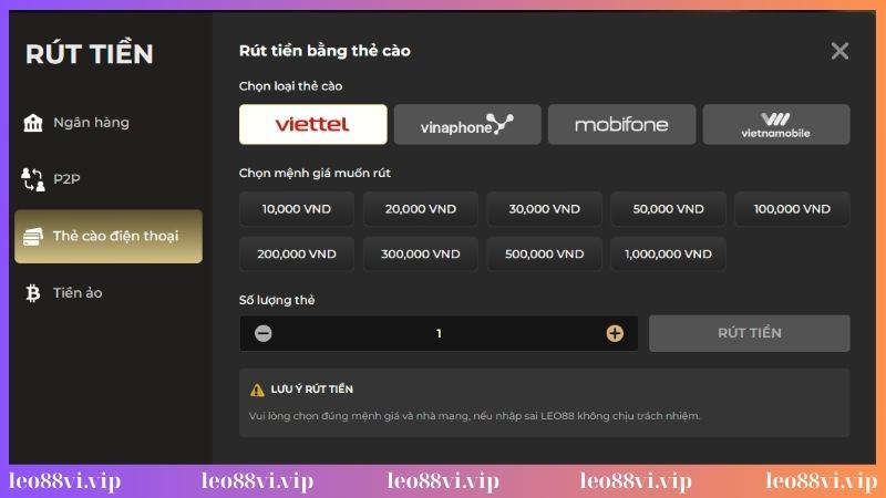 Những lưu ý quan trọng khi rút tiền tại Leo88