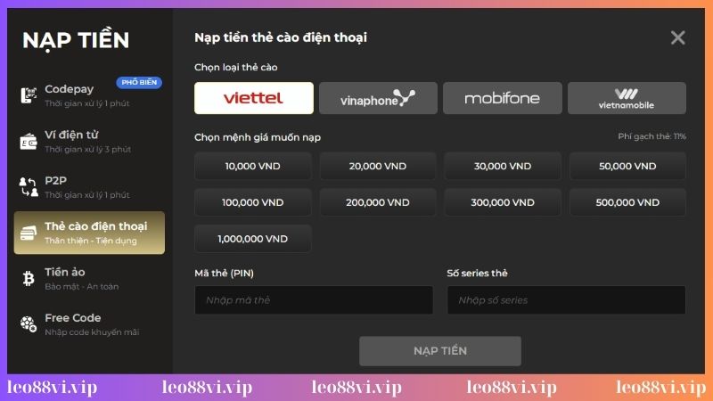Thanh toán qua thẻ cào điện thoại